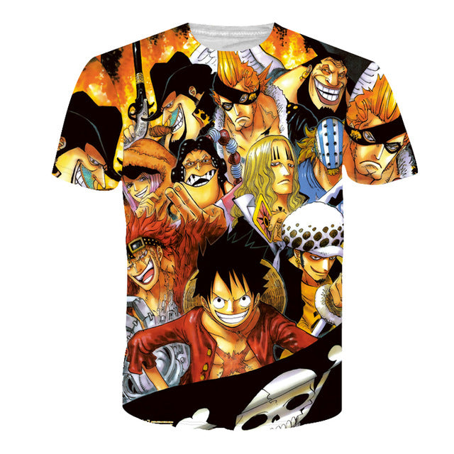 Cartoon Print Men Casual Anime T-Shirt