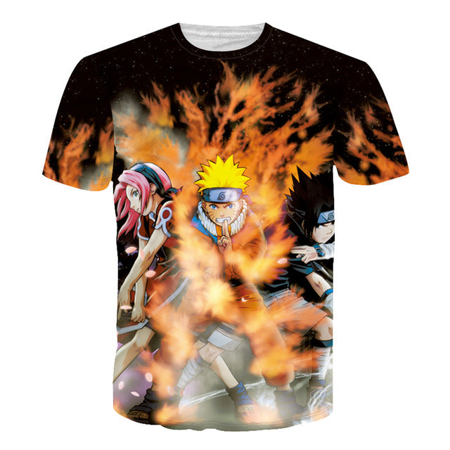 Cartoon Print Men Casual Anime T-Shirt