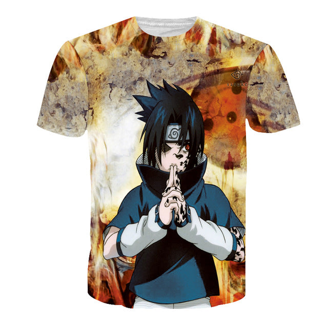 Cartoon Print Men Casual Anime T-Shirt