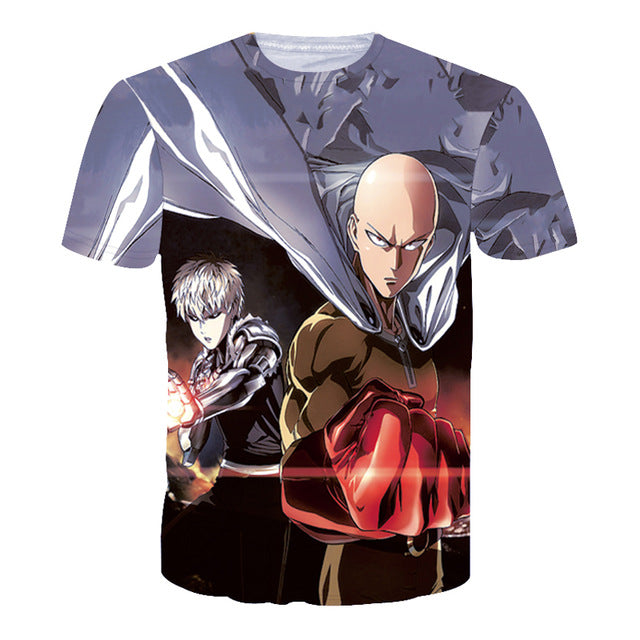 Cartoon Print Men Casual Anime T-Shirt