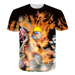 Cartoon Print Men Casual Anime T-Shirt